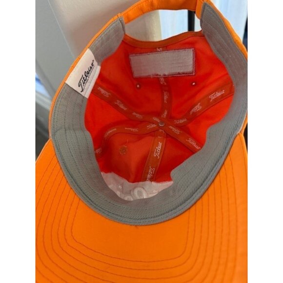 Titleist Pro V1 Golf Hat Neon Orange Adjustable Strapback Cap FJ Footjoy Nylon - Picture 9 of 10